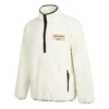 Giacca da uomo in lana d’agnello con colletto alto e mezza zip con logo Converse, bianco crema
