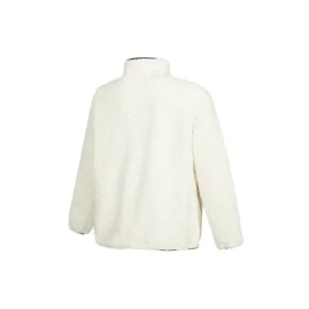 Giacca da uomo in lana d’agnello con colletto alto e mezza zip con logo Converse, bianco crema