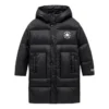 Giacca lunga con logo Taglie asiatiche “Nero Bianco”