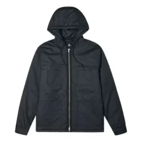 Giacca nera imbottita con cappuccio e maniche lunghe da uomo Converse Casual Sports Cargo