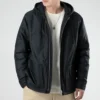 Giacca nera imbottita con cappuccio e maniche lunghe da uomo Converse Casual Sports Cargo