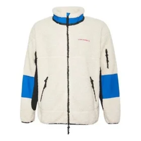 Giacca Sherpa in pile polare, calda, con blocchi di colore e collo alto casual
