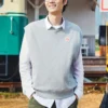 Gilet in maglia a doppia trama, taglie asiatiche “Grigio”
