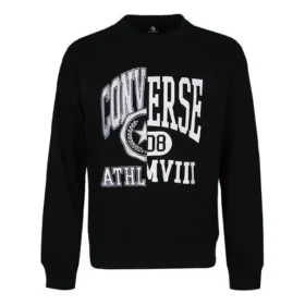 Maglia a maniche corte da uomo Converse con stampa logo alfabeto, collo rotondo, nera