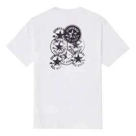 Maglia sportiva da uomo Converse Chuck con stampa, collo rotondo e maniche corte, bianca