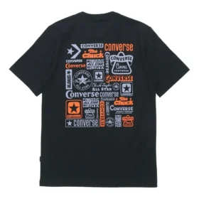 Maglietta casual da uomo Converse con stampa del logo, maniche corte, nera