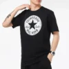 Maglietta casual sportiva traspirante a maniche corte Converse Chuck Pattern da uomo, girocollo, nera