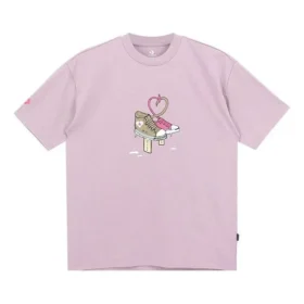 Maglietta con logo cuore e laccio da scarpe Taglie asiatiche “Blush Purple”