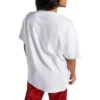 Maglietta oversize con logo fiammeggiante Taglie asiatiche “Bianco Rosso”