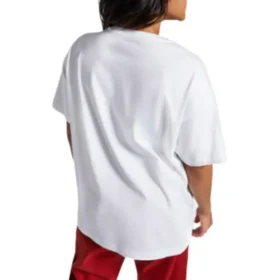 Maglietta oversize con logo fiammeggiante Taglie asiatiche “Bianco Rosso”