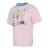 Maglietta rosa a maniche corte con stampa gelato