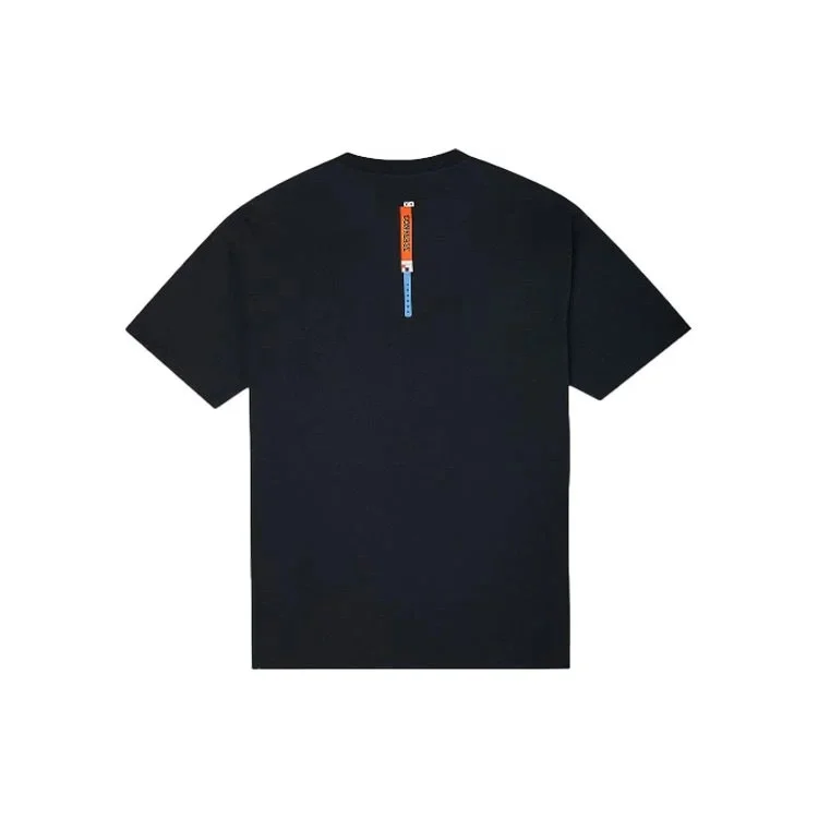 Maglietta sportiva a maniche corte con stampa a stella e chevron, collo rotondo, taglie asiatiche “Black”