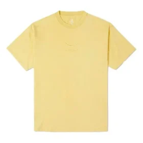 Maglietta sportiva da uomo Converse ricamata a maniche corte con collo rotondo, giallo