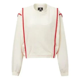 Maglione a collo rotondo con cuciture a contrasto della serie, bianco