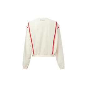 Maglione a collo rotondo con cuciture a contrasto della serie, bianco