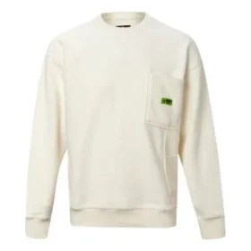 Maglione a maniche lunghe con collo rotondo da uomo, bianco