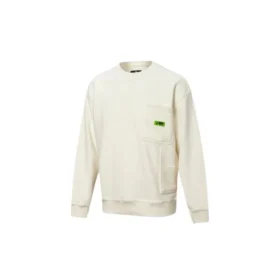 Maglione a maniche lunghe con collo rotondo da uomo, bianco