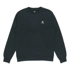 Maglione casual da uomo Converse con logo, collo rotondo, nero scuro