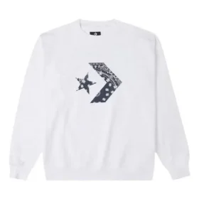 Maglione sportivo da uomo Converse con logo Cashew in maglia a collo rotondo, bianco