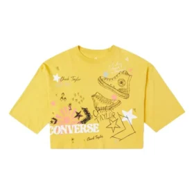 NOTEBOOK DOODLE OS CROP Tee GOLD STRAW Giallo