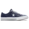 One Star in pelle traforata, modello basso, blu navy