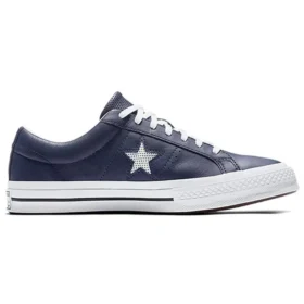One Star in pelle traforata, modello basso, blu navy
