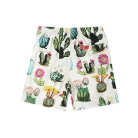 Pantaloncini da resort con stampa vegetale Taglie asiatiche “Desert Sand Cactus Multi”