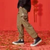 Pantaloni a tinta unita con elastico in vita Taglie asiatiche “Verde oliva”