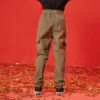 Pantaloni a tinta unita con elastico in vita Taglie asiatiche “Verde oliva”