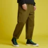 Pantaloni casual affusolati a gamba dritta in tessuto Taglie asiatiche “Dark Moss Green”