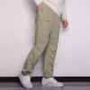 Pantaloni casual da uomo Converse a gamba dritta in tessuto tinta unita, grigio chiaro e verde