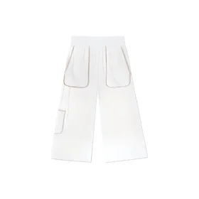 Pantaloni casual dritti cargo in maglia Taglie asiatiche “Bianco”