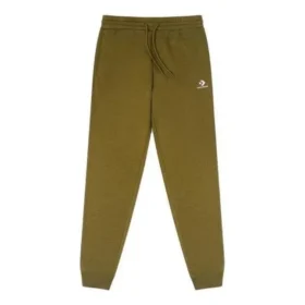 Pantaloni in pile con ricamo a stella e motivo a chevron, vestibilità standard, taglie asiatiche “Green”