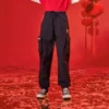 Pantaloni lunghi casual Taglie asiatiche “Nero Rosso”
