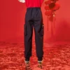 Pantaloni lunghi casual Taglie asiatiche “Nero Rosso”