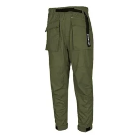 Pantaloni lunghi lavorati a maglia con tasche multiple da uomo verde scuro