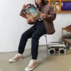 Pantaloni sportivi da uomo Converse a vita alta in tinta unita / Pantaloni / Pantaloni da jogging Neri