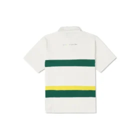 Polo con logo a blocchi di colore Taglie asiatiche “Bianco Verde”