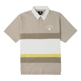 Polo con logo color block Taglie asiatiche “Beige Bianco”