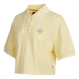 Polo corta a blocchi di colore con logo, color crema e giallo