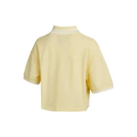 Polo corta a blocchi di colore con logo, color crema e giallo
