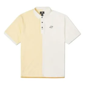 Polo da uomo Converse a maniche corte con risvolto color block, giallo crema