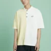 Polo da uomo Converse a maniche corte con risvolto color block, giallo crema