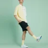 Polo da uomo Converse a maniche corte con risvolto color block, giallo crema