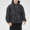 Pullover da uomo Converse Athleisure Casual Sports con stampa Splash Ink, cappuccio e fodera in pile, stampa su tutta la superficie