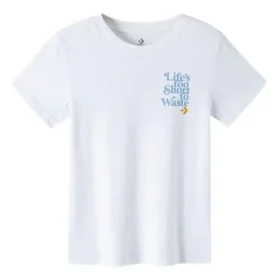 Renew Life Taglie asiatiche “s Too Short To Waste Wake-Up Call Graphic Tee “White”