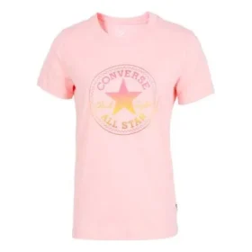 Stampa con motivo alfabetico, collo rotondo, maniche corte, rosa