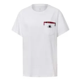 T-shirt a maniche corte con collo rotondo e tasca, bianca