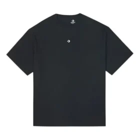 T-shirt a maniche corte con collo rotondo, tinta unita, stile coppia, nero