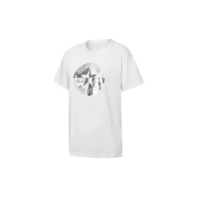 T-shirt casual a maniche corte con stampa e collo rotondo, bianca